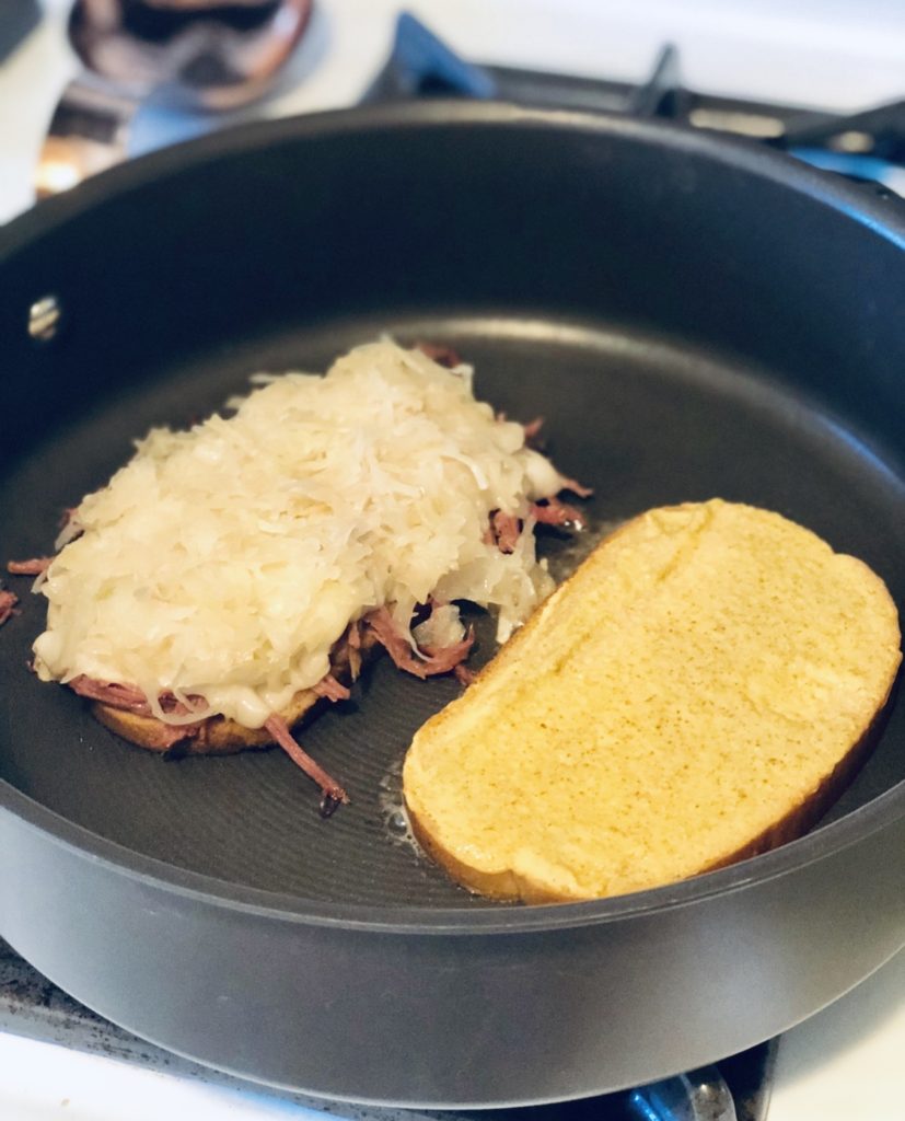 corned beef reuben sandwich with sauerkraut